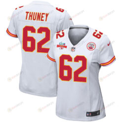 Joe Thuney 62 Kansas City Chiefs Super Bowl LVII Champions 3 Stars WoMen's Jersey - White