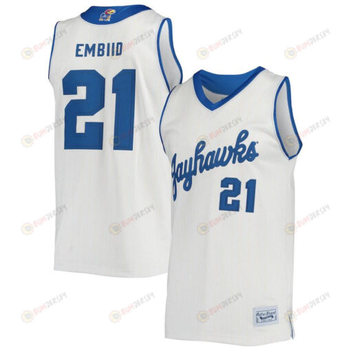 Joel Embiid 21 Kansas Jayhawks Commemorative Classic Basketball Men Jersey - Cream