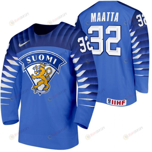 Joel Maatta Finland Hockey 2022 IIHF World Junior Championship Blue Away Jersey Jersey