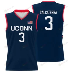 Joey Calcaterra #3 UConn Huskies Basketball Jersey - Men Navy