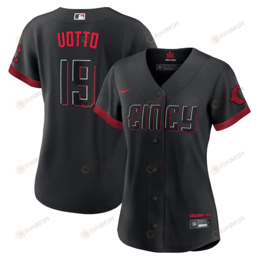 Joey Votto 19 Cincinnati Reds Women 2023 City Connect Jersey - Black