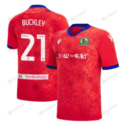 John Buckley 21 Blackburn Rovers 2022-23 Third Jersey - Red