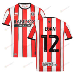 John Egan 12 Sheffield United 2022-23 Home Jersey - Red/White Stripes