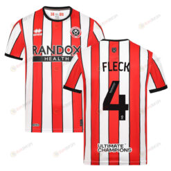 John Fleck 4 Sheffield United 2022-23 Home Jersey - Red/White Stripes