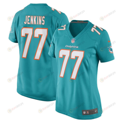 John Jenkin 77 Miami Dolphins Game Women Jersey - Aqua