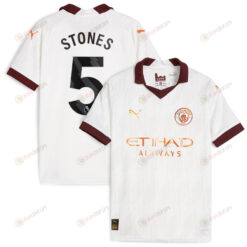 John Stones 5 Manchester City 2023/24 Away YOUTH Jersey - White