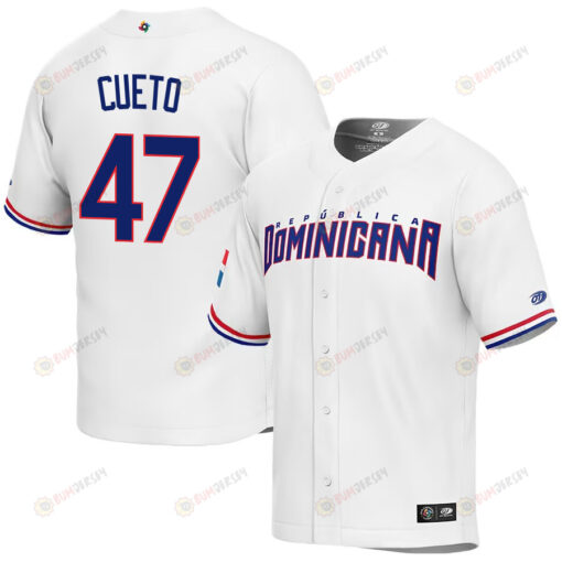 Johnny Cueto 47 Dominican Republic Baseball 2023 World Baseball Classic Jersey - White