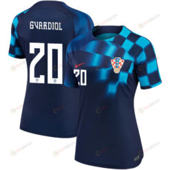 Jo?ko Gvardiol 20 Croatia National Team 2022-23 Qatar World Cup Away Women Jersey