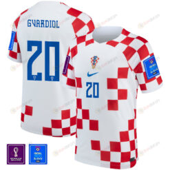 Jo?ko Gvardiol 20 Croatia National Team 2022-23 World Cup Patch Home Men Jersey