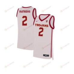 Jonah Mathews 2 USC Trojans Elite Basketball Men Jersey - White