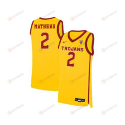 Jonah Mathews 2 USC Trojans Elite Basketball Men Jersey - Yellow