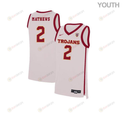 Jonah Mathews 2 USC Trojans Elite Basketball Youth Jersey - White