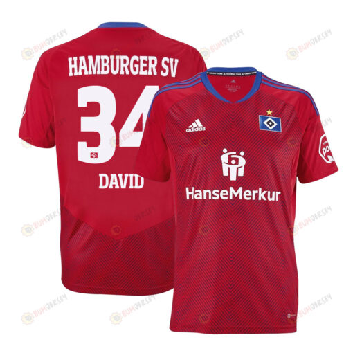 Jonas David 34 Hamburger SV II 2022-23 Third Jersey - Red