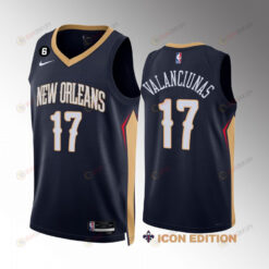 Jonas Valanciunas 17 New Orleans Pelicans Navy Jersey 2022-23 Icon Edition NO.6 Patch