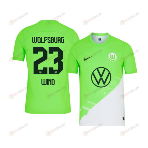 Jonas Wind 23 VfL Wolfsburg 2023-24 Home YOUTH Jersey - Green