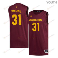 Jonathan Gilling 31 Arizona State Sun Devils Basketball Youth Jersey - Maroon