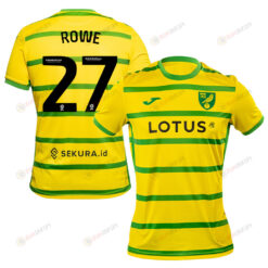 Jonathan Rowe 27 Norwich City 2023/24 Home Men Jersey - Yellow