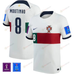 Jo?o Moutinho 8 FIFA World Cup Qatar 2022 Patch Portugal National Team - Away Youth Jersey