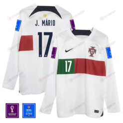 Jo?o M?rio 17 Portugal 2022-23 Away Men Long Sleeve Jersey National Team World Cup Qatar Patch