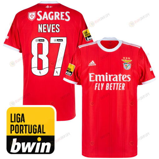 Jo?o Neves 87 Benfica 2022-2023 Home Men Jersey - Red