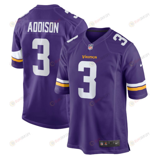 Jordan Addison 3 Minnesota Vikings 2023 NFL Draft Game Jersey - Purple