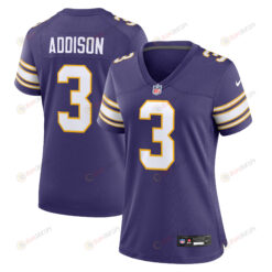 Jordan Addison 3 Minnesota Vikings Women's Classic Game Jersey - Purple