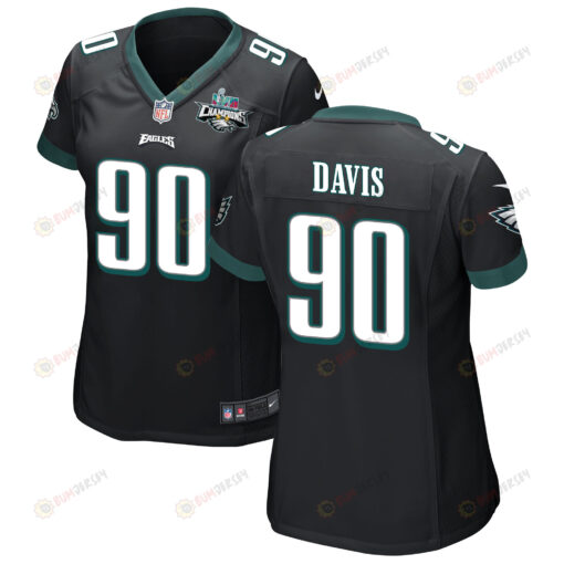 Jordan Davis 90 Philadelphia Eagles Super Bowl LVII Champions 2 Stars WoMen's Jersey - Black