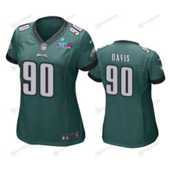Jordan Davis 90 Philadelphia Eagles Super Bowl LVII Game Jersey - Women Green