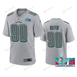 Jordan Davis 90 Philadelphia Eagles Super Bowl LVII Patch Atmosphere Fashion Game Jersey - Gray