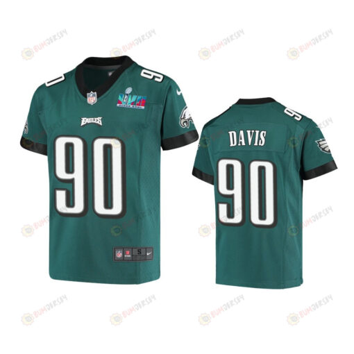 Jordan Davis 90 Philadelphia Eagles Youth Super Bowl LVII Game Jersey - Green