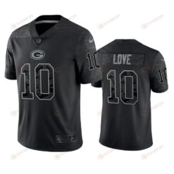 Jordan Love 10 Green Bay Packers Black Reflective Limited Jersey - Men