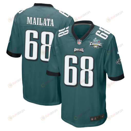 Jordan Mailata 68 Philadelphia Eagles Super Bowl LVII Champions 2 Stars Men's Jersey - Midnight Green