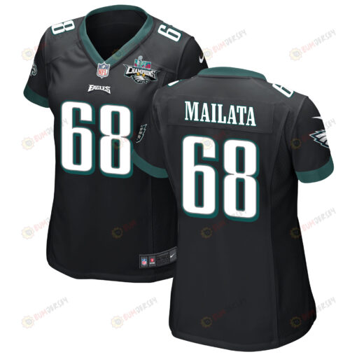 Jordan Mailata 68 Philadelphia Eagles Super Bowl LVII Champions 2 Stars WoMen's Jersey - Black