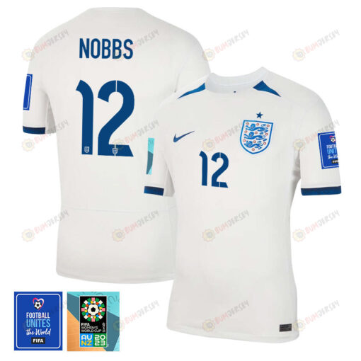 Jordan Nobbs 12 England 1 Star FIFA Patch Women's National Team 2023-24 World Cup Home Men Jersey