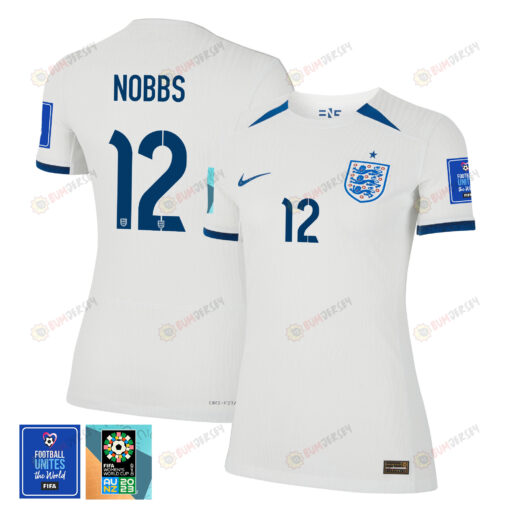 Jordan Nobbs 12 England 1 Star FIFA Patch Women's National Team 2023-24 World Cup Home WOMEN Jersey