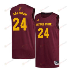 Jordan Salzman 24 Arizona State Sun Devils Basketball Men Jersey - Maroon