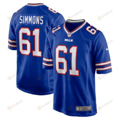 Jordan Simmons 61 Buffalo Bills Game Player Jersey - Royal