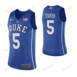 Jordan Tucker 5 Duke Blue Devils Elite Basketball Men Jersey - Blue