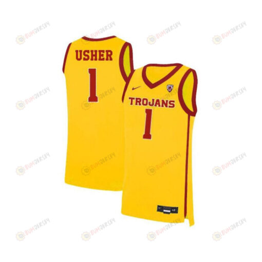 Jordan Usher 1 USC Trojans Elite Basketball Men Jersey - Yellow