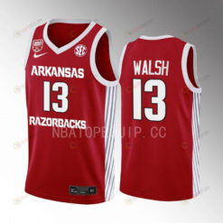 Jordan Walsh 13 Arkansas Razorbacks 2022-23 100 Season Uniform Jersey College Basketball Red
