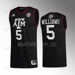 Jordan Williams 5 Texas AM Aggies Black Jersey 2022-23 College Basketball