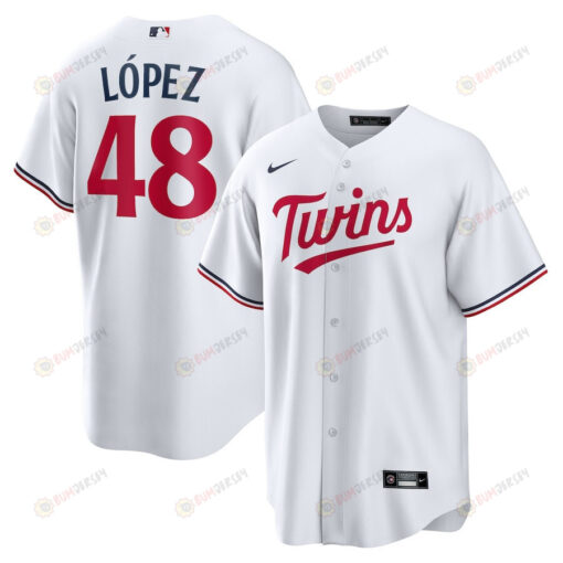 Jorge L?pez 48 Minnesota Twins Team Logo Home Men Jersey - White