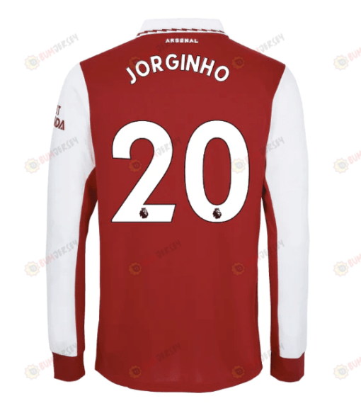 Jorginho 20 Arsenal Long Sleeve Home Jersey 2022-23 - Men Red