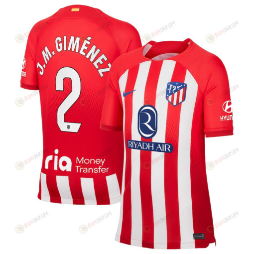 Jos? Mar?a Gim?nez 2 Atletico de Madrid 2023/24 Home Stadium YOUTH Jersey - Red