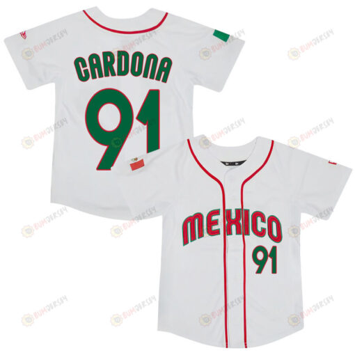 Jose Cardona 91 Mexico Baseball 2023 World Baseball Classic Jersey - White