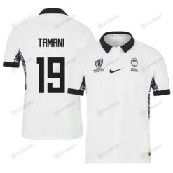 Joseva Tamani 19 Fiji 2023 Rugby World Cup Home Stadium Jersey - White