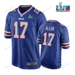 Josh Allen 17 Buffalo Bills Super Bowl LVII Logo Game Player Men Jersey - Royal Jersey