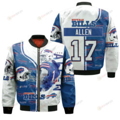 Josh Allen Buffalo Bills Great Player Pattern Bomber Jacket - White And Blue