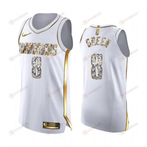 Josh Green Mavericks 8 2022 Playoffs Jersey White Diamond Edition