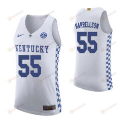 Josh Harrellson 55 Kentucky Wildcats Elite Basketball Road Men Jersey - White
